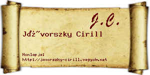 Jávorszky Cirill névjegykártya